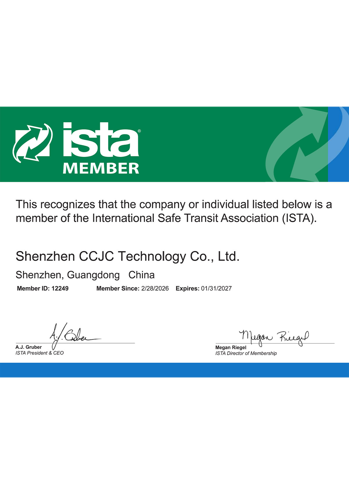 ISTA certificate